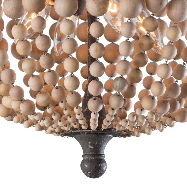 Wood Beaded Semi Flush Mount